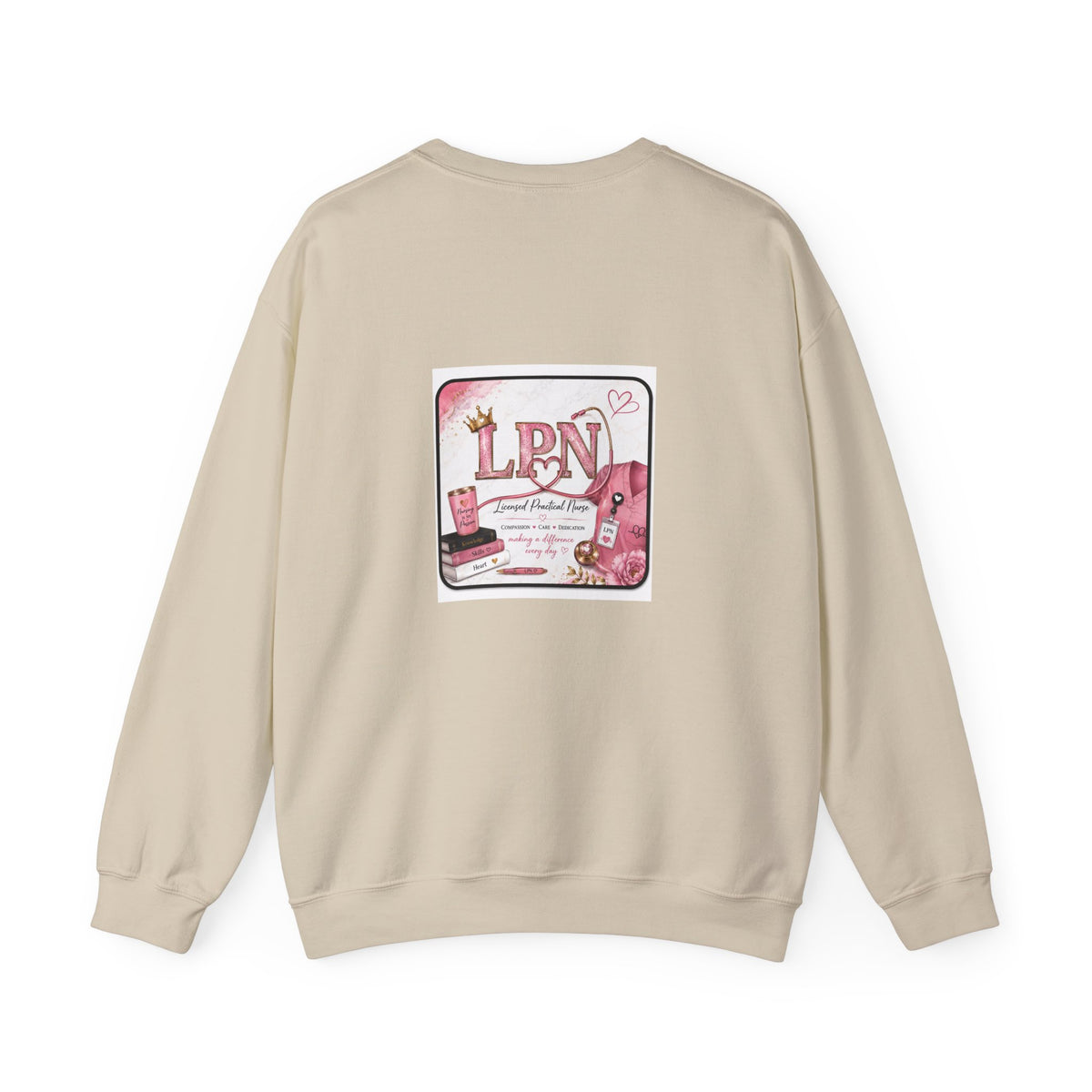 Crewneck Sweatshirt — Pink 'LPN' Nurse Pride Graphic