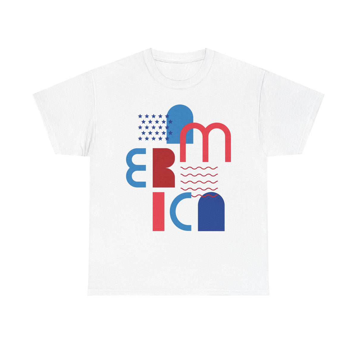 America Retro Typography Tee - Red, White & Blue Patriotic T-Shirt