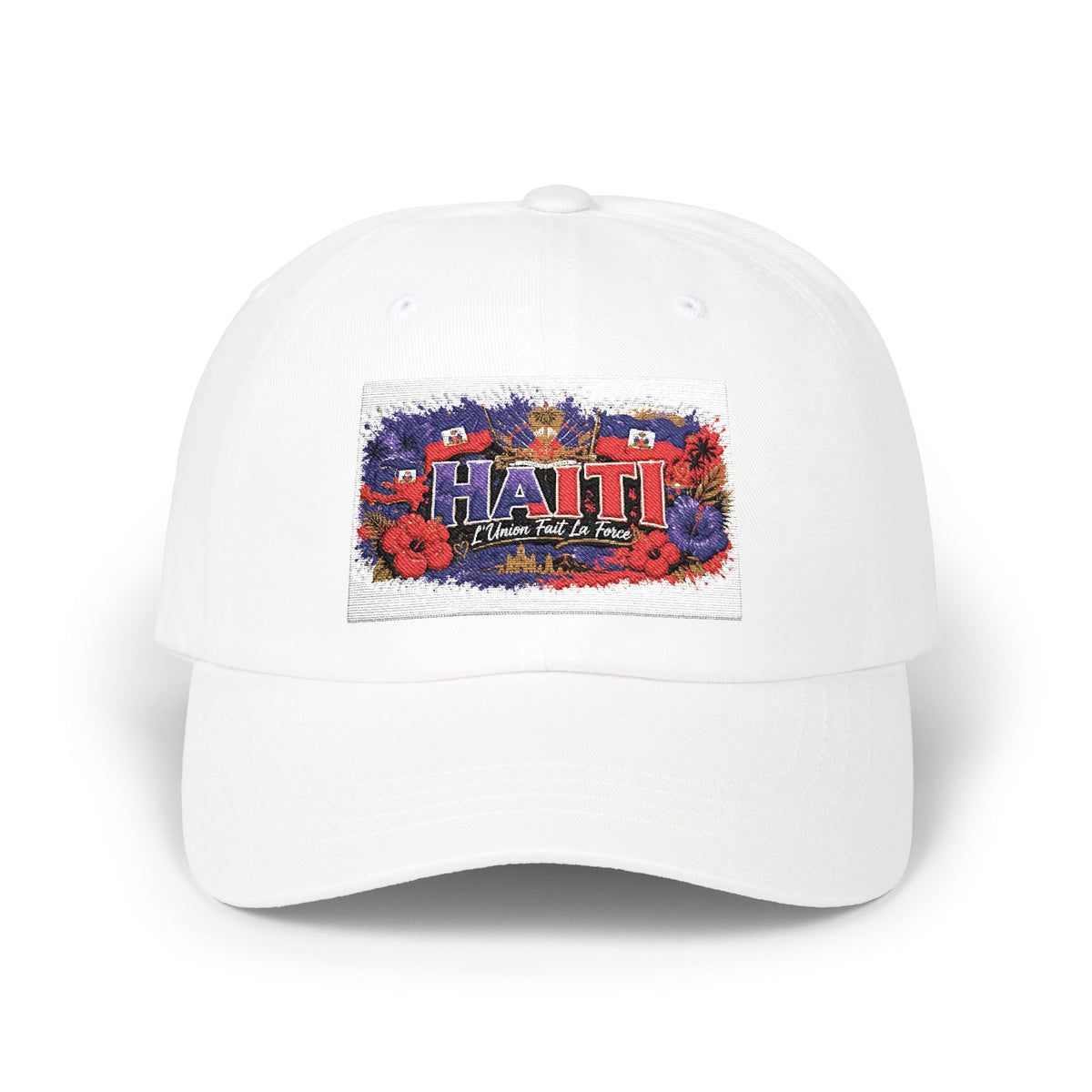 Haiti Floral Patch Dad Cap — Vintage Travel Baseball Hat