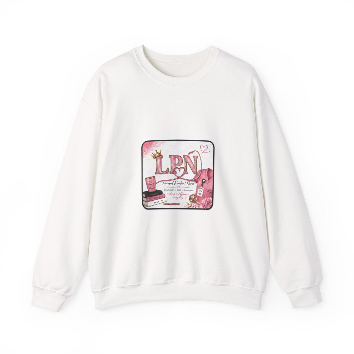Crewneck Sweatshirt — Pink 'LPN' Nurse Pride Graphic