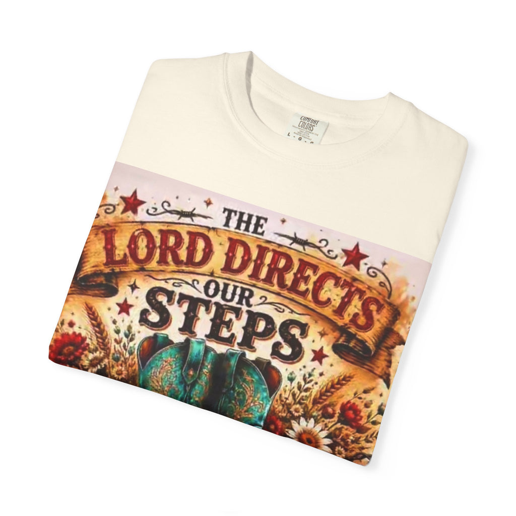 Christian Cowboy Boots T‑Shirt — “The Lord Directs Our Steps” Psalm 37:23 Inspirational Tee