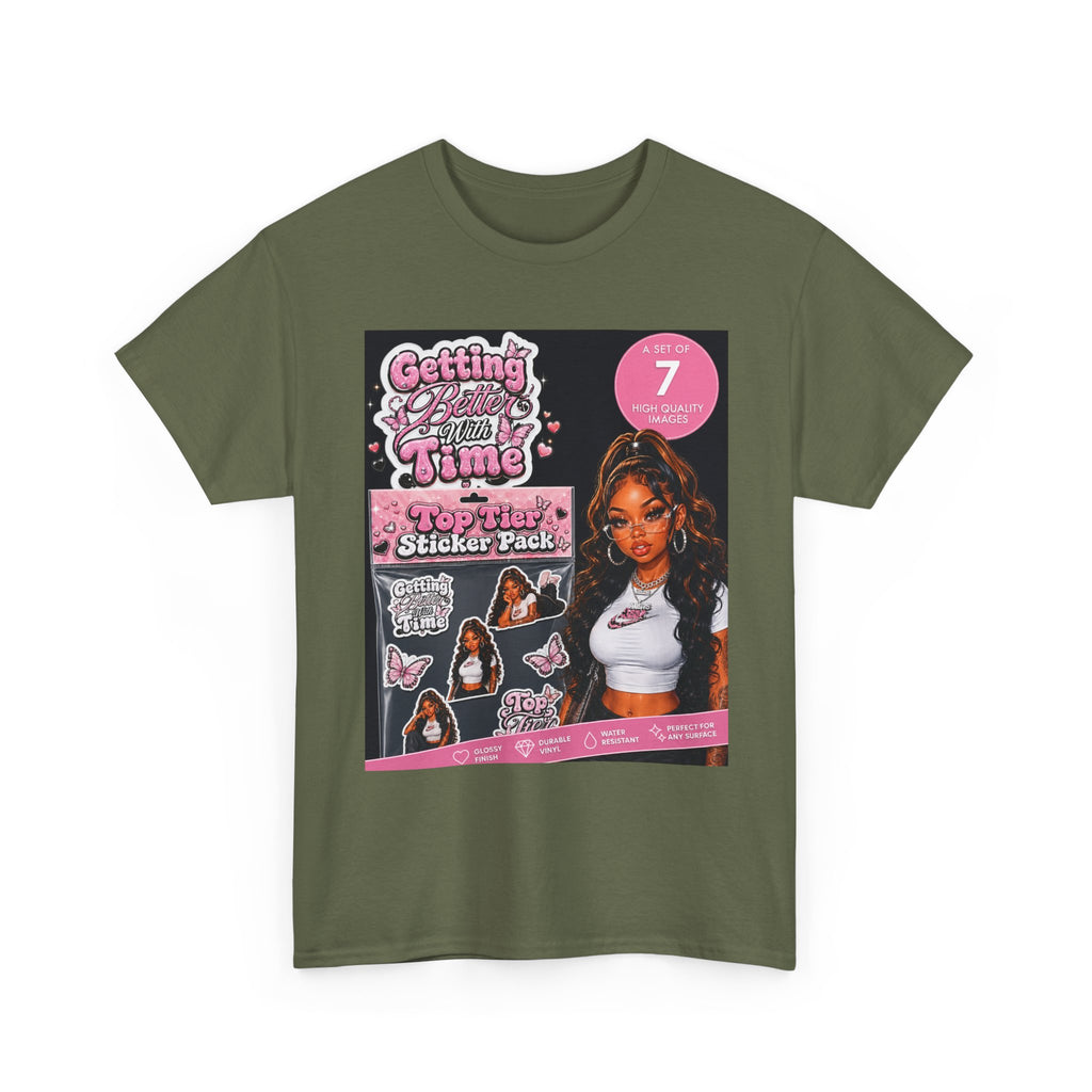 Getting That Glow Girl Sticker Pack Tee — Retro Pink Aesthetic Graphic Tee