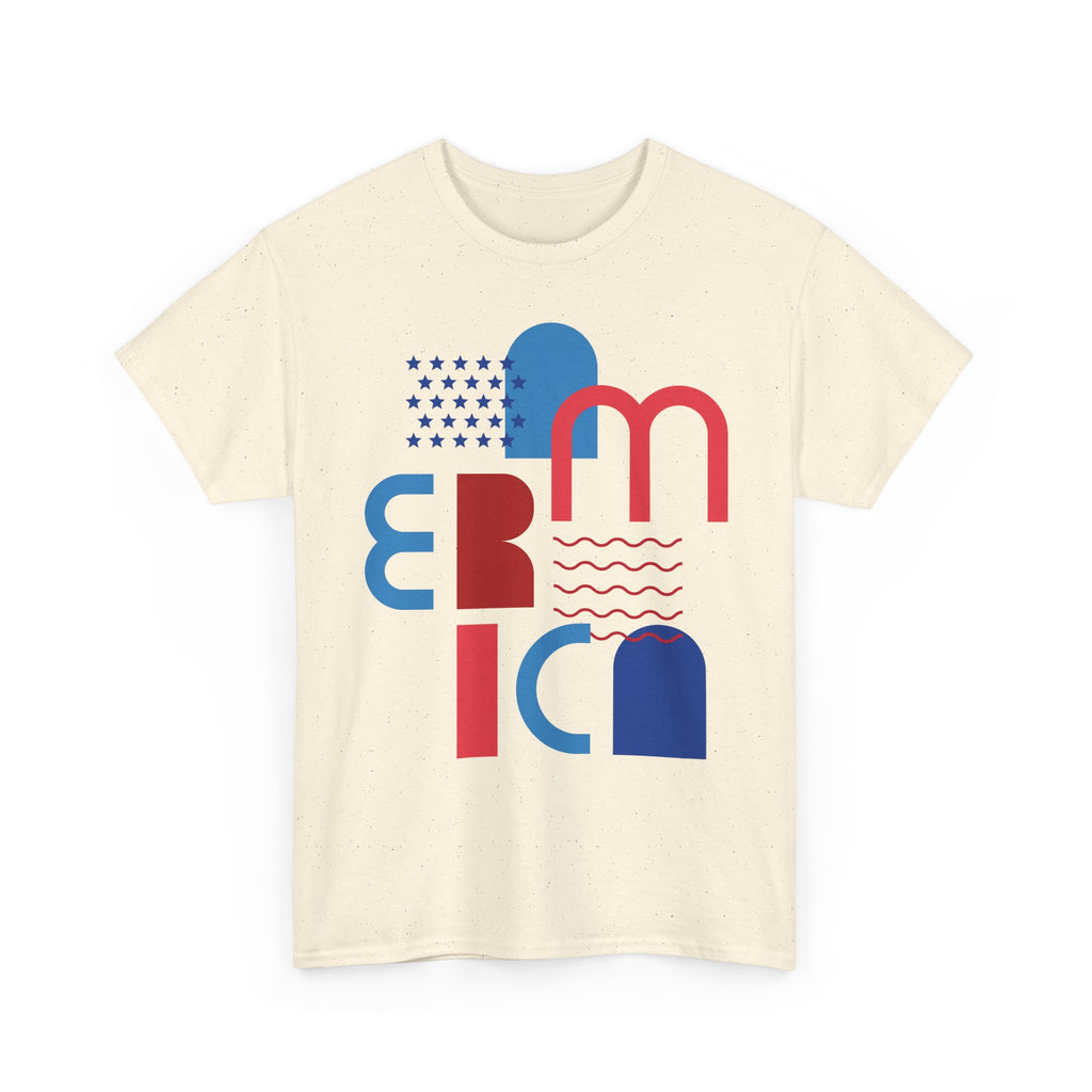 America Retro Typography Tee - Red, White & Blue Patriotic T-Shirt