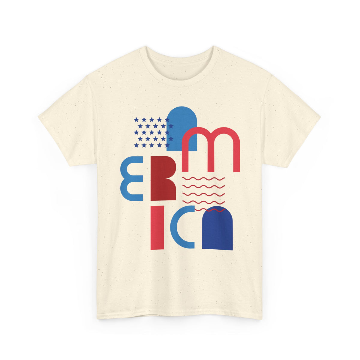 America Retro Typography Tee - Red, White & Blue Patriotic T-Shirt