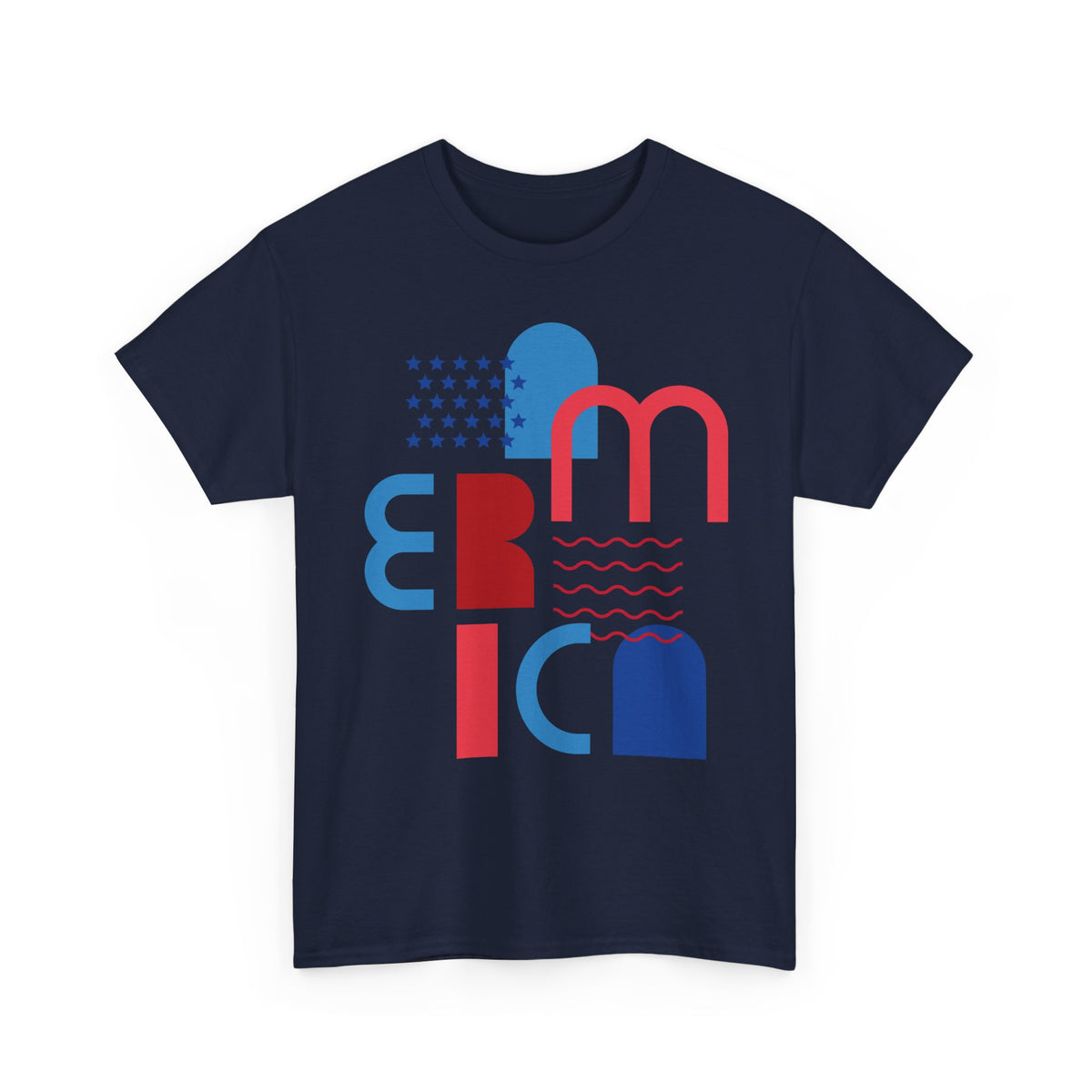 America Retro Typography Tee - Red, White & Blue Patriotic T-Shirt