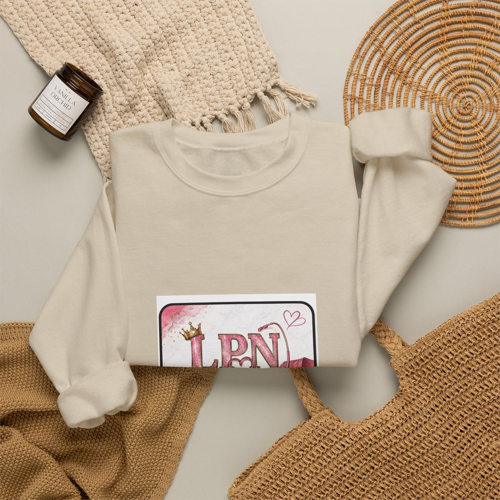 Crewneck Sweatshirt — Pink 'LPN' Nurse Pride Graphic