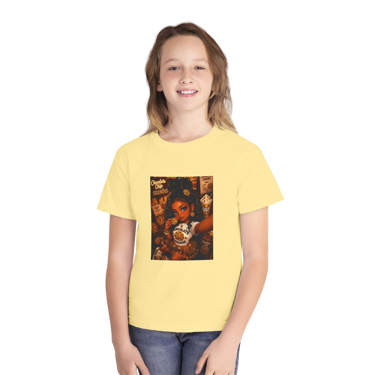 Youth Tee — Chocolate Girl Illustration Graphic Shirt