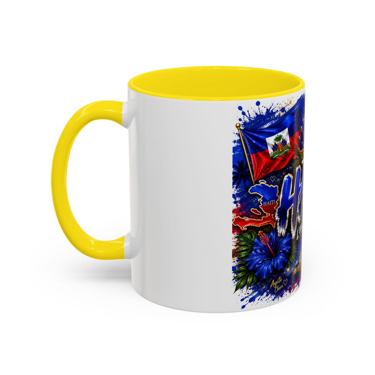 Haiti Coffee Mug — L'Union Fait La Force Colorful Island Art (11/15oz)