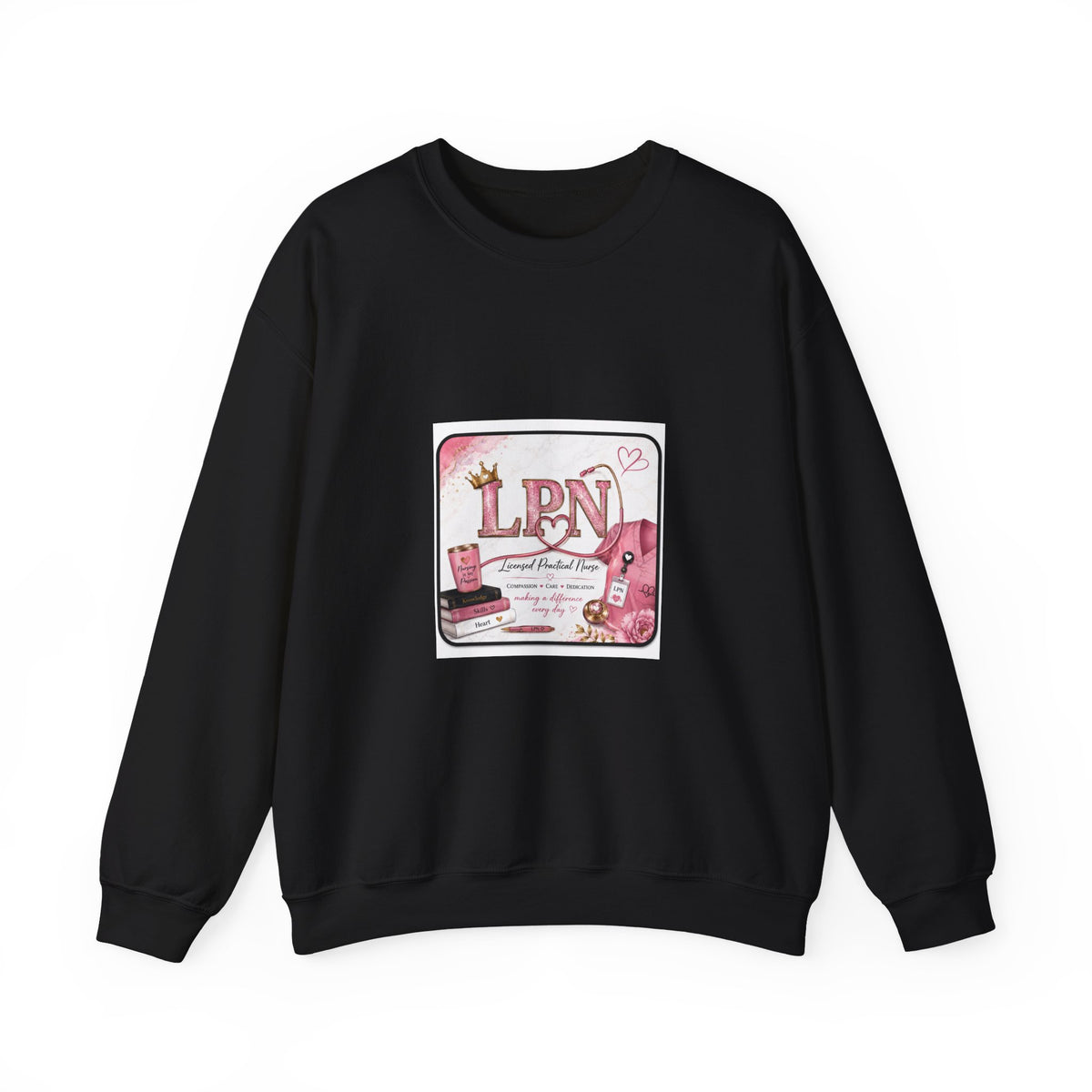Crewneck Sweatshirt — Pink 'LPN' Nurse Pride Graphic