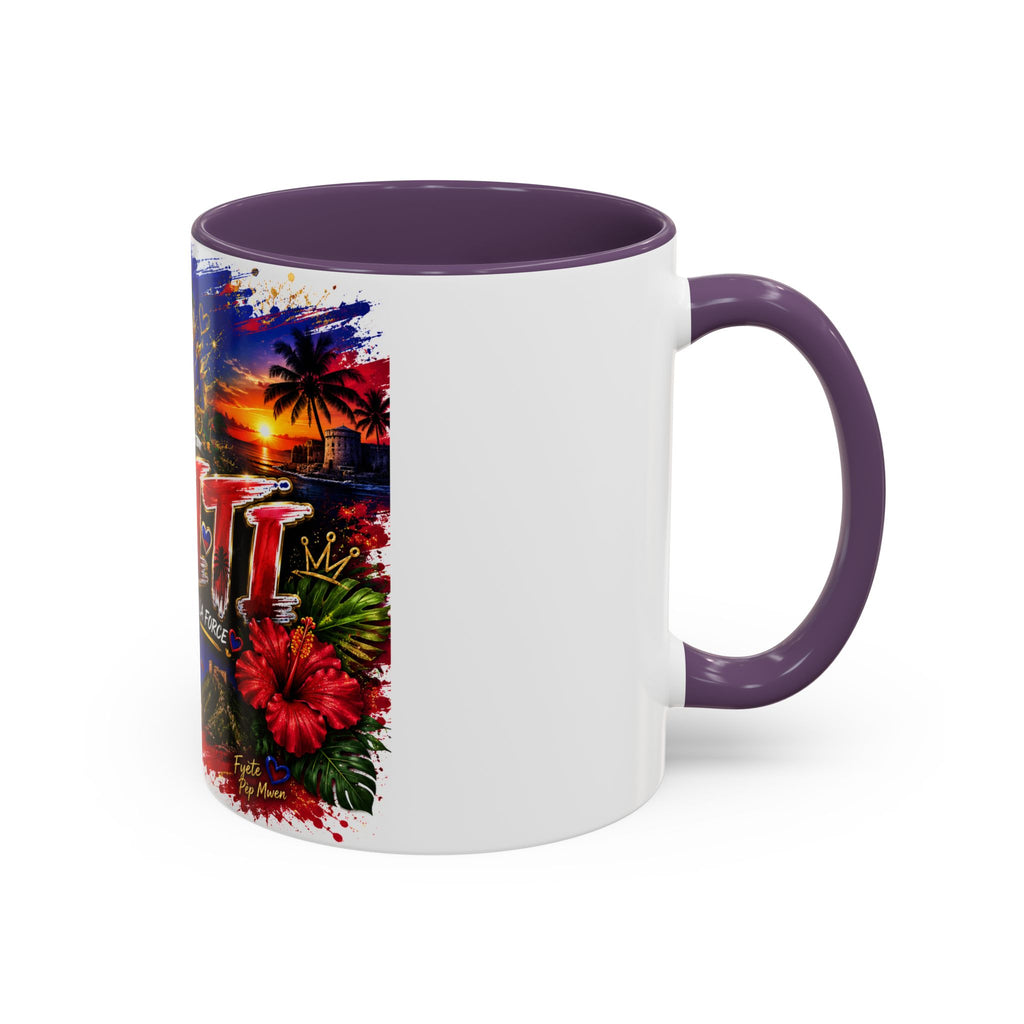 Haiti Coffee Mug — L'Union Fait La Force Colorful Island Art (11/15oz)
