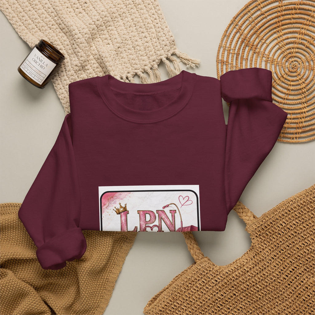 Crewneck Sweatshirt — Pink 'LPN' Nurse Pride Graphic