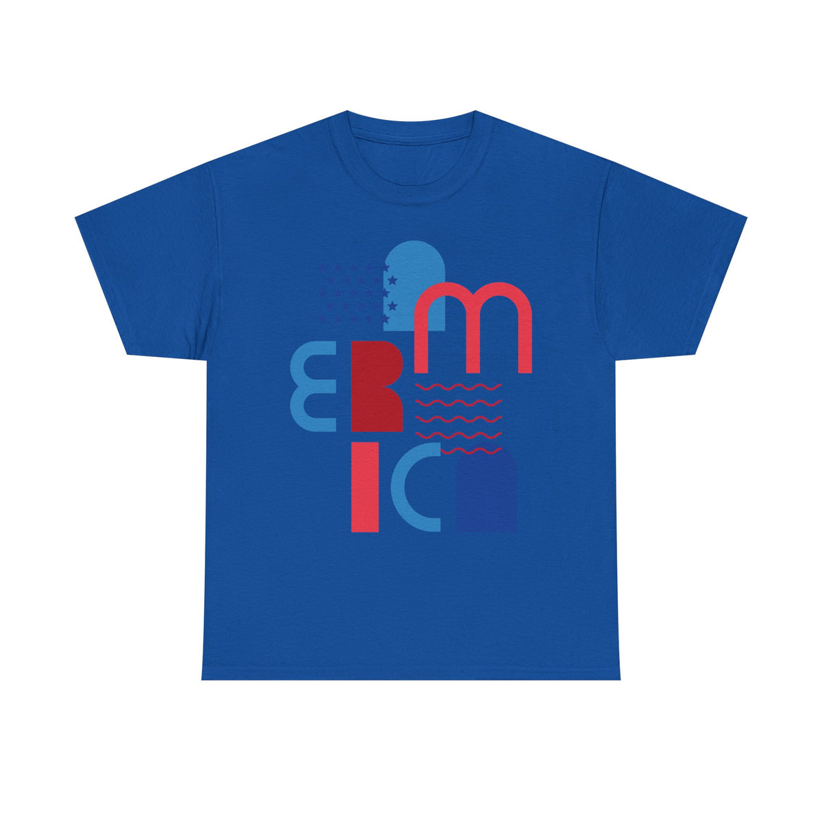 America Retro Typography Tee - Red, White & Blue Patriotic T-Shirt