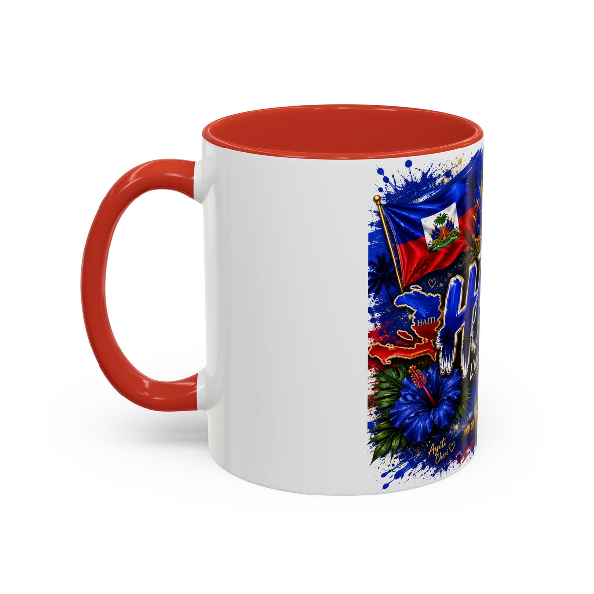 Haiti Coffee Mug — L'Union Fait La Force Colorful Island Art (11/15oz)