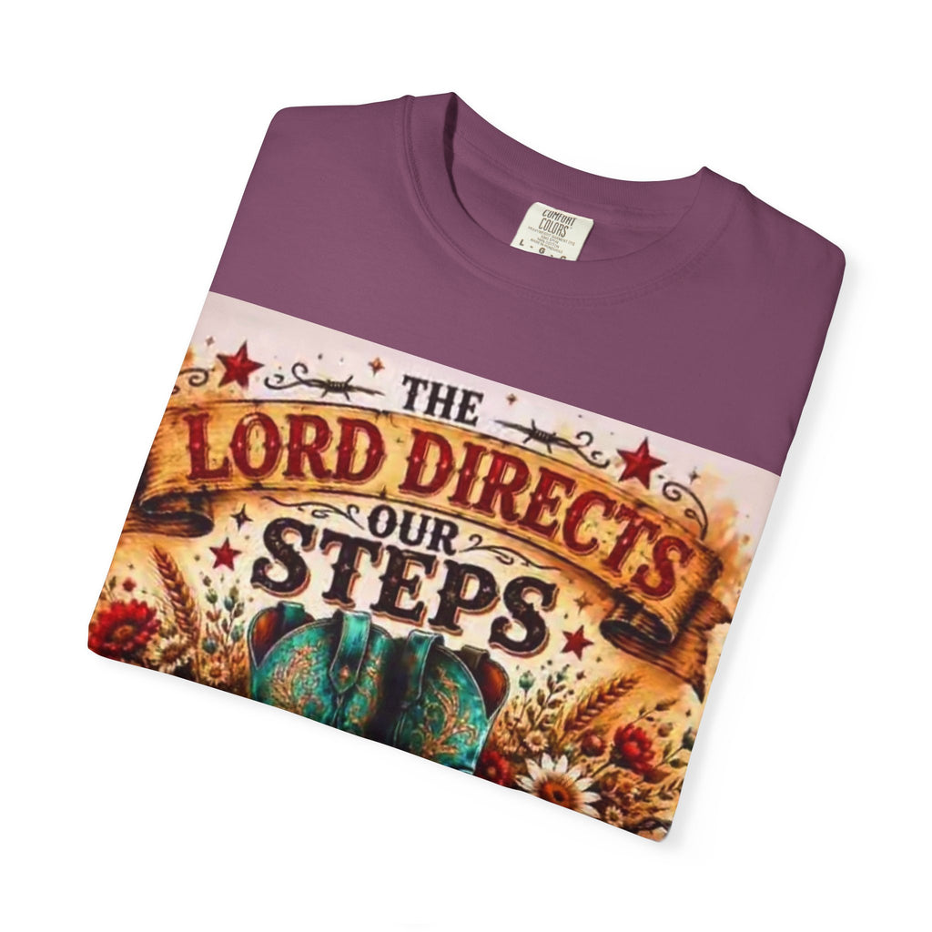 Christian Cowboy Boots T‑Shirt — “The Lord Directs Our Steps” Psalm 37:23 Inspirational Tee