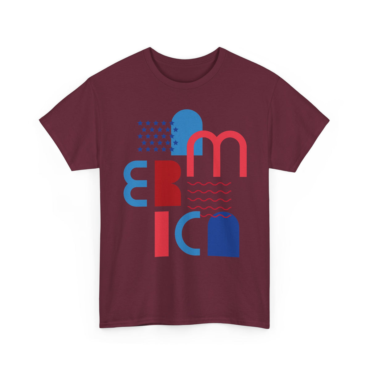 America Retro Typography Tee - Red, White & Blue Patriotic T-Shirt