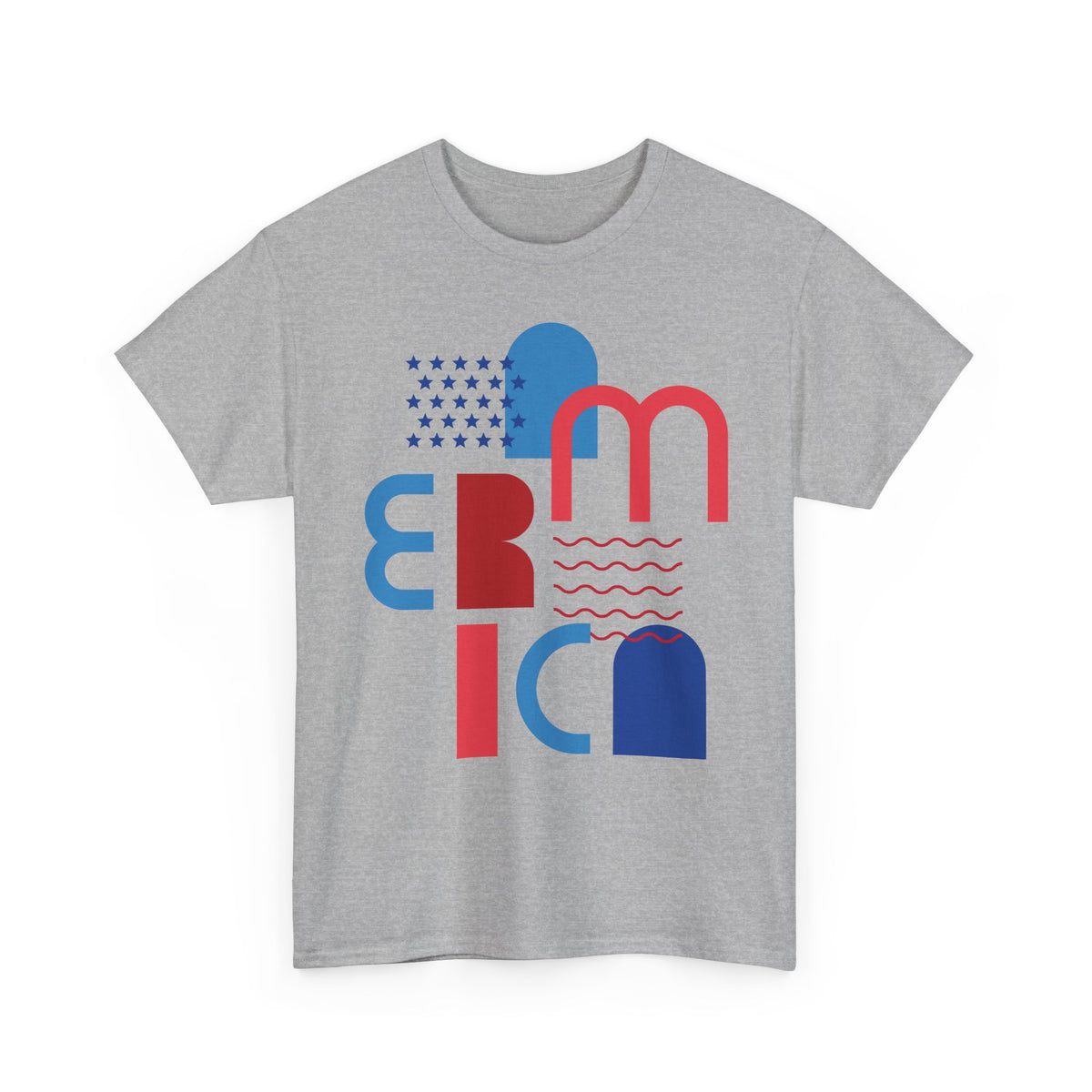 America Retro Typography Tee - Red, White & Blue Patriotic T-Shirt
