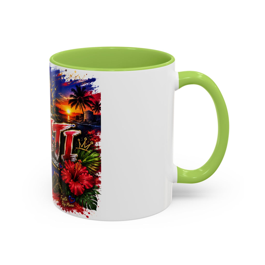 Haiti Coffee Mug — L'Union Fait La Force Colorful Island Art (11/15oz)