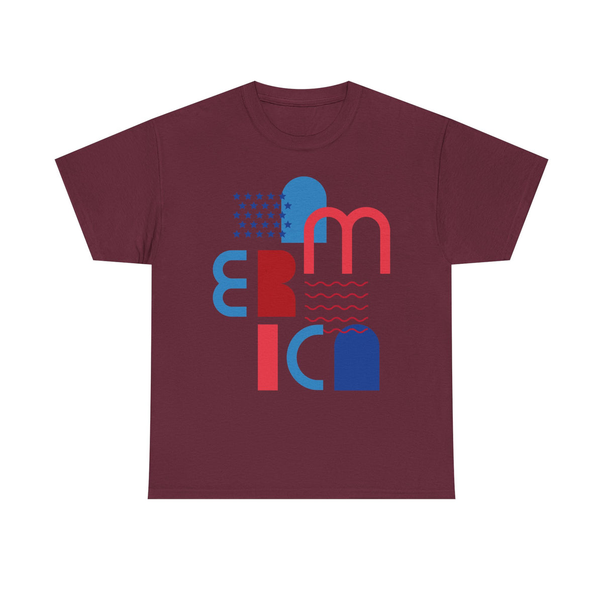 America Retro Typography Tee - Red, White & Blue Patriotic T-Shirt