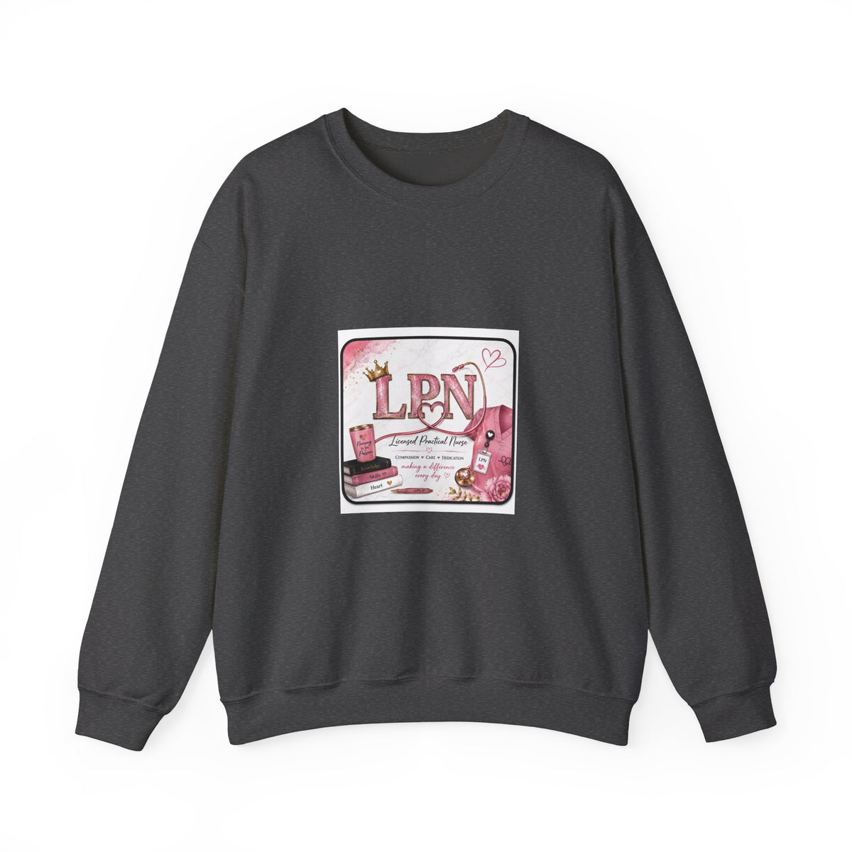 Crewneck Sweatshirt — Pink 'LPN' Nurse Pride Graphic