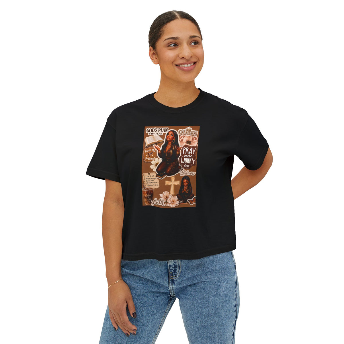 Christian Graphic Tee — Pray & Praise Women's Boxy T-Shirt
