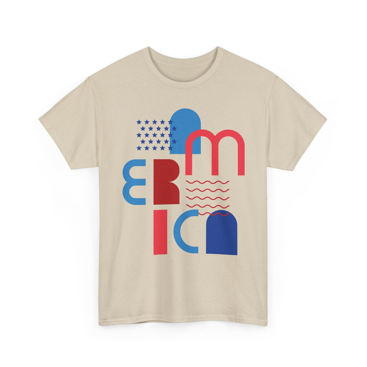 America Retro Typography Tee - Red, White & Blue Patriotic T-Shirt