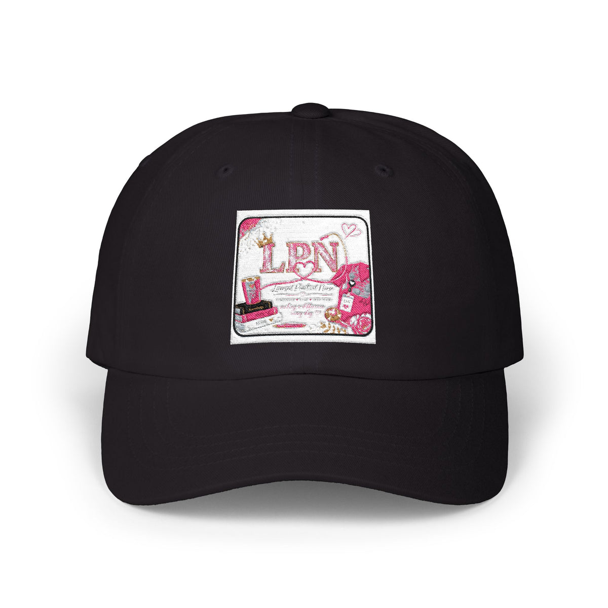 Dad Cap — Vintage Pink Floral 'LOVE' Embroidered Baseball Hat
