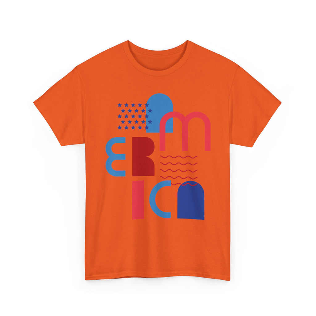 America Retro Typography Tee - Red, White & Blue Patriotic T-Shirt
