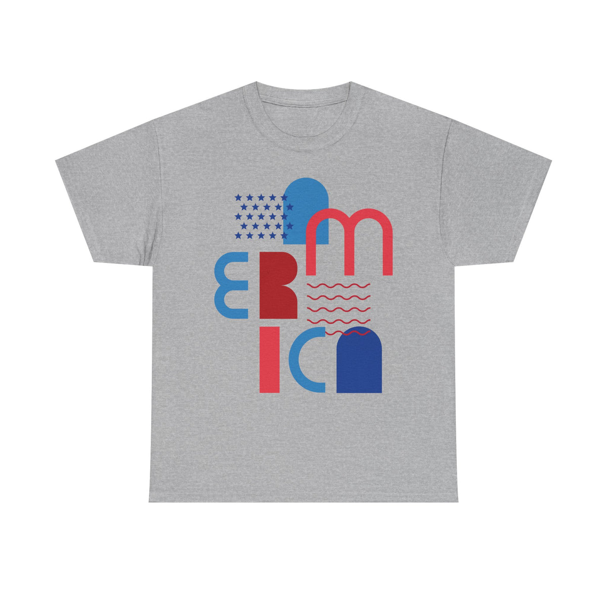 America Retro Typography Tee - Red, White & Blue Patriotic T-Shirt