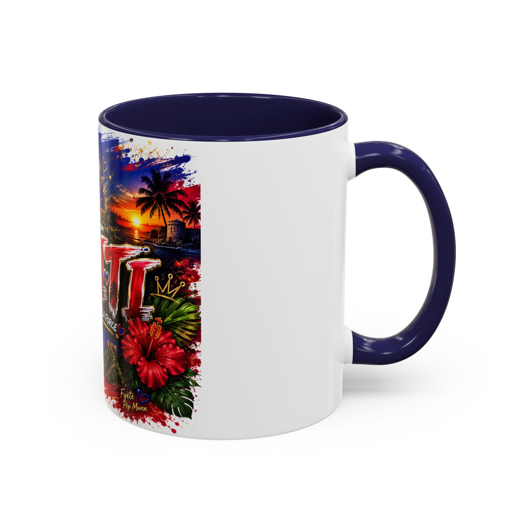 Haiti Coffee Mug — L'Union Fait La Force Colorful Island Art (11/15oz)