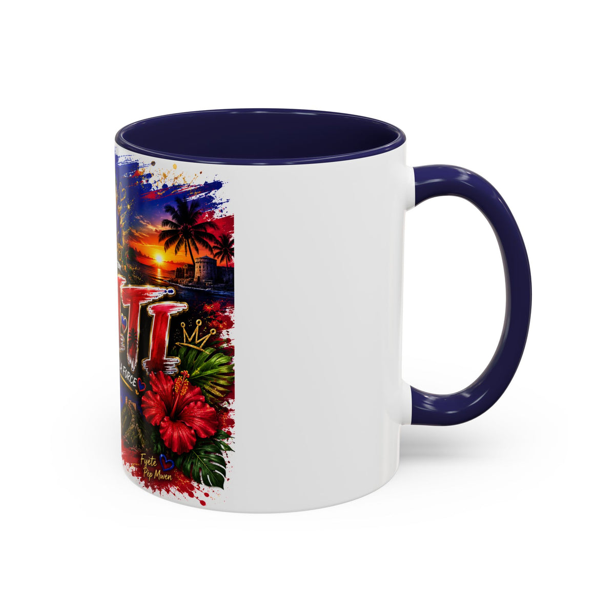 Haiti Coffee Mug — L'Union Fait La Force Colorful Island Art (11/15oz)