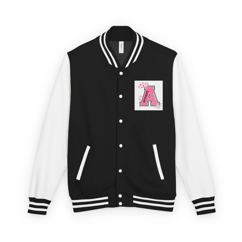 Achieve Varsity Jacket — Pink Letterman Jacket with 'Achieve' Back Design