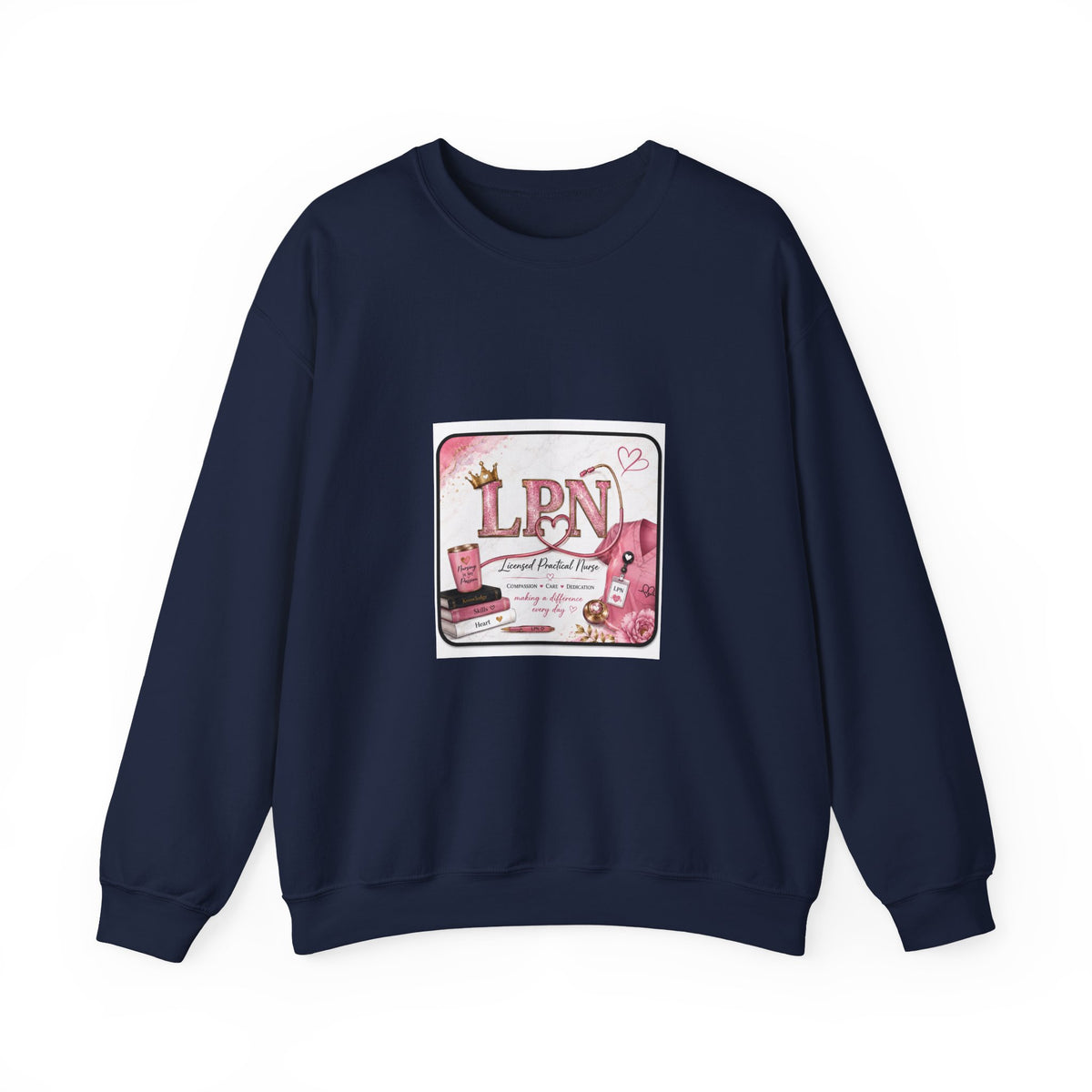 Crewneck Sweatshirt — Pink 'LPN' Nurse Pride Graphic