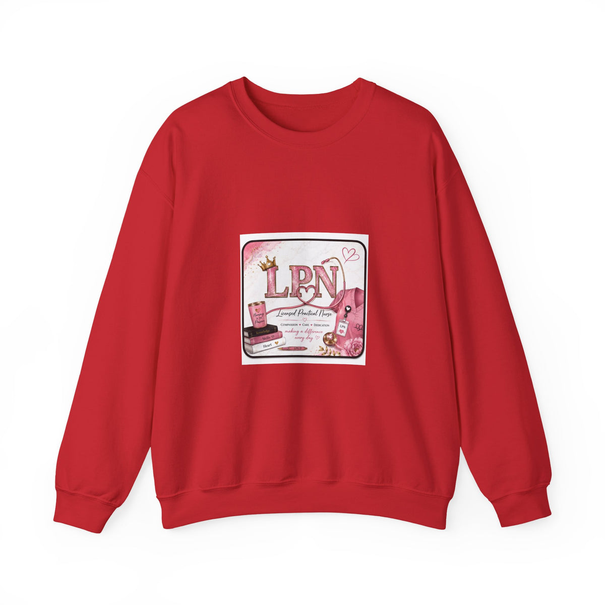 Crewneck Sweatshirt — Pink 'LPN' Nurse Pride Graphic